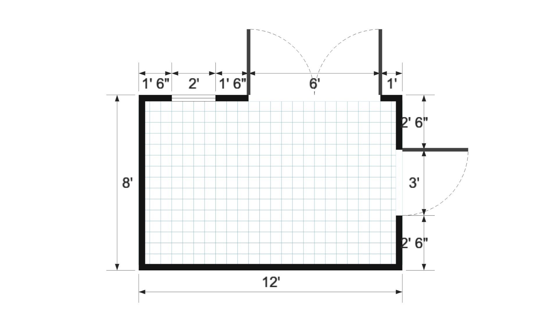 Floor plan for 8x12 Short Single Slope