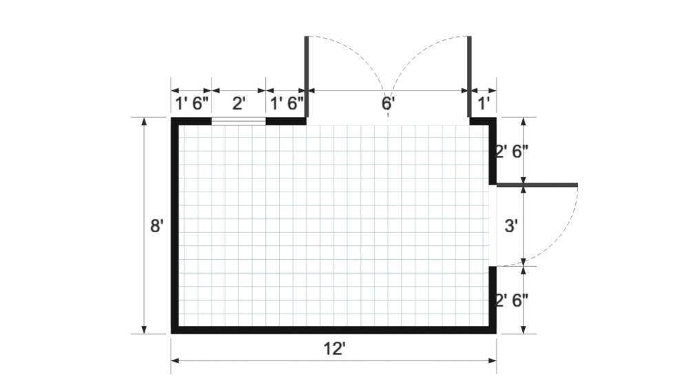 Floor plan for 8x12 Short Single Slope