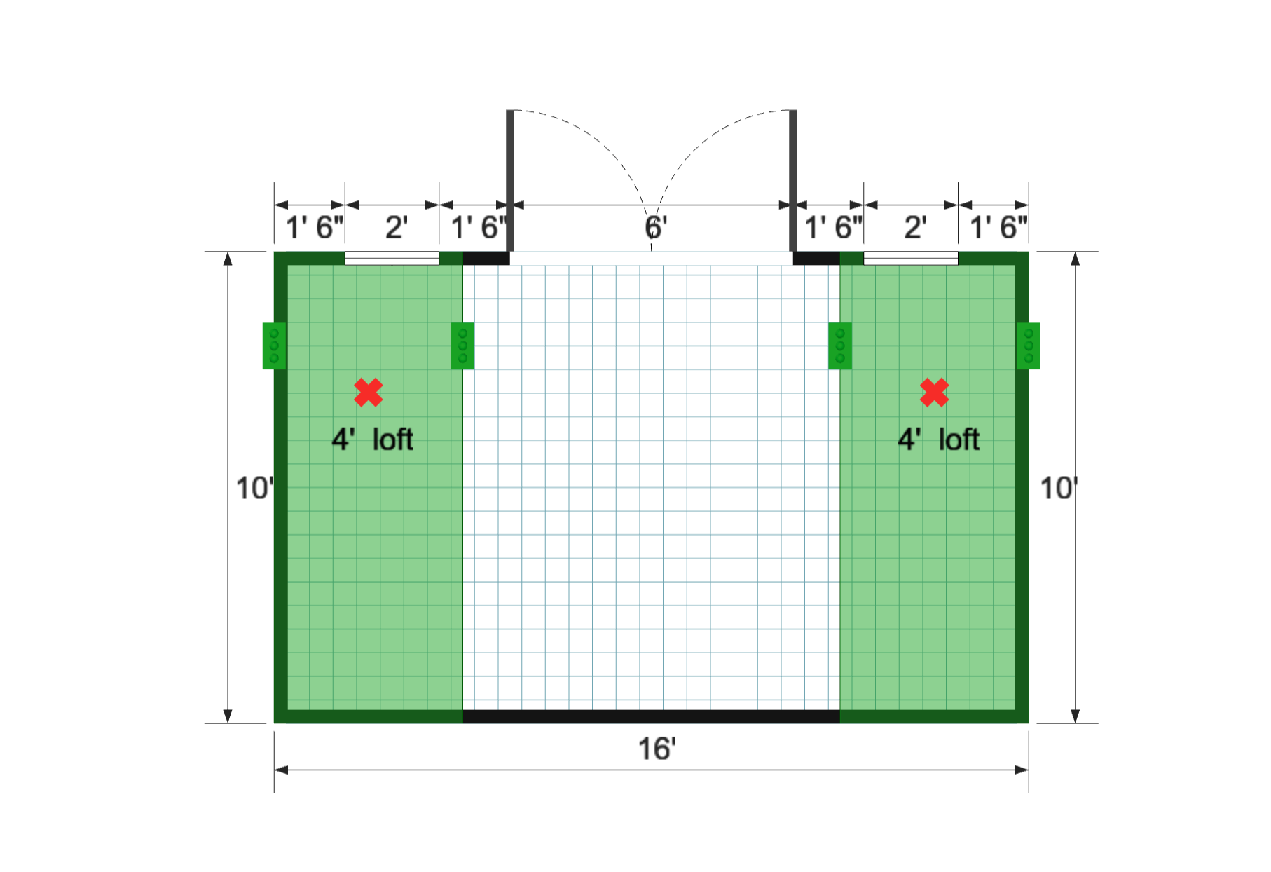 Side-Entry Premier Barn 10×16 floor plan