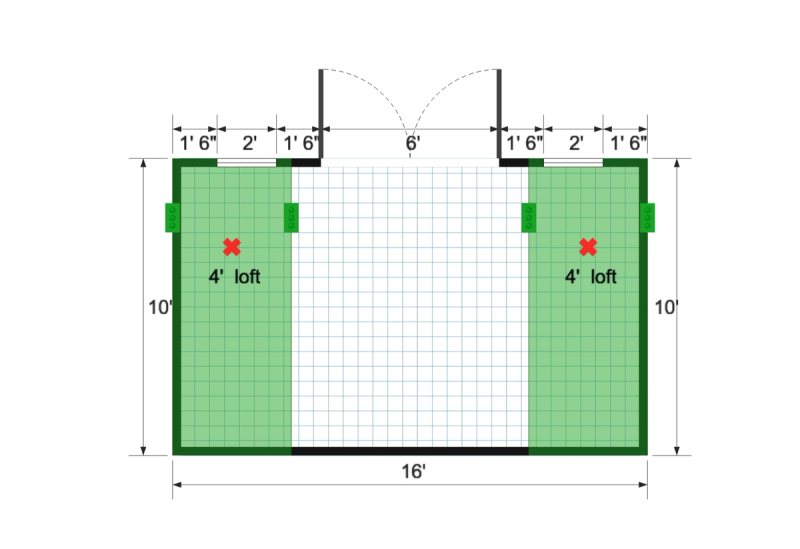 Side-Entry Premier Barn 10×16 floor plan