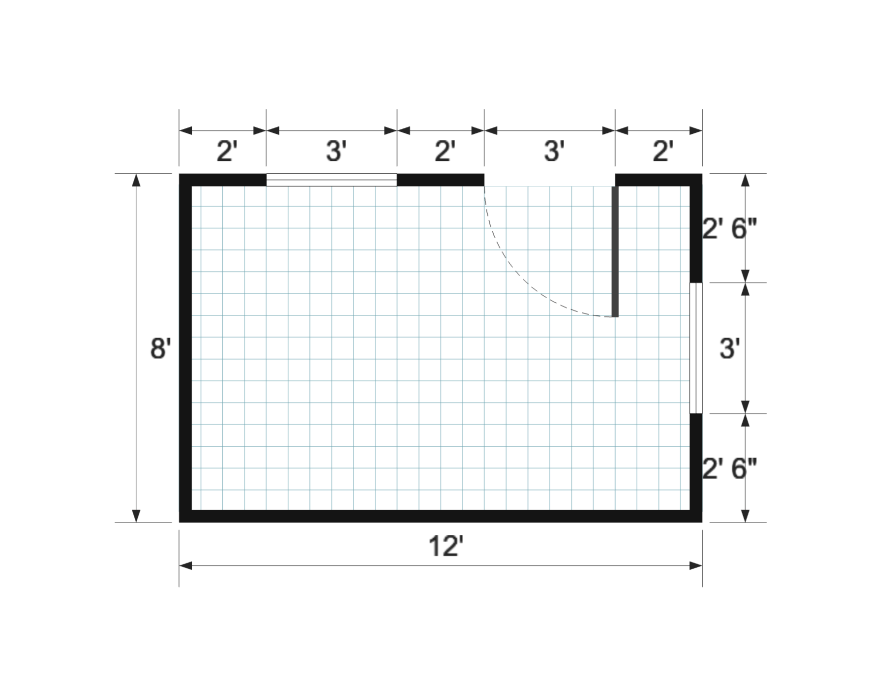 Gable Studio 8x12 floor plan