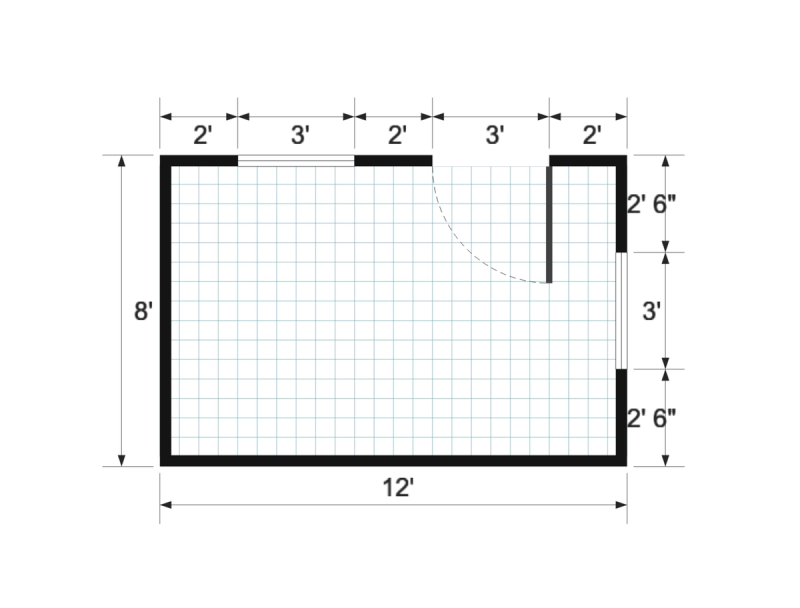 Gable Studio 8x12 floor plan