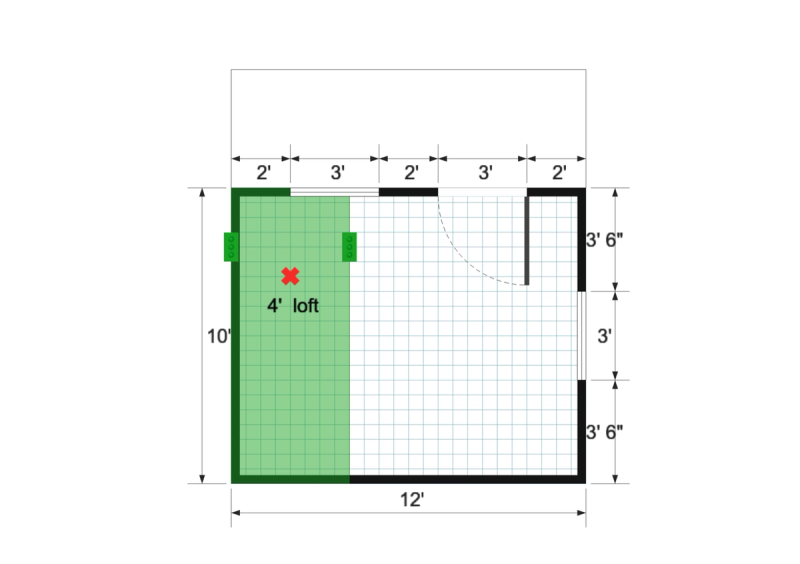 Barn Cottage 14×12 floor plan
