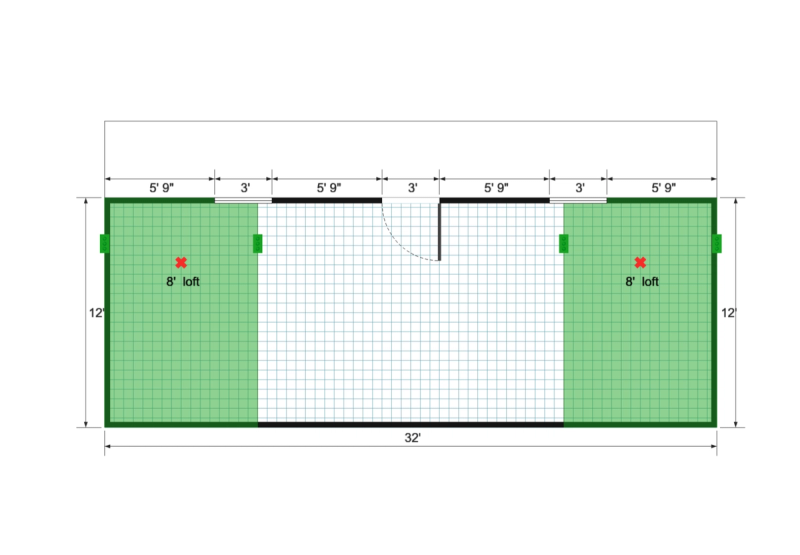 Barn Cottage 16×32 floor plan
