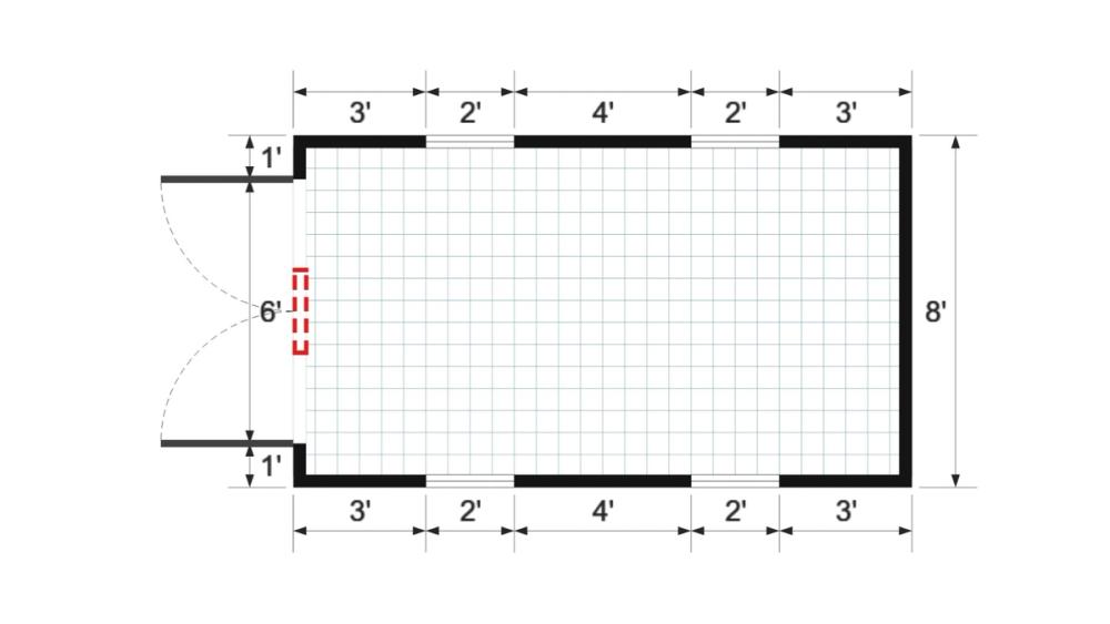 Floor plan for 8x14 Gable Shed