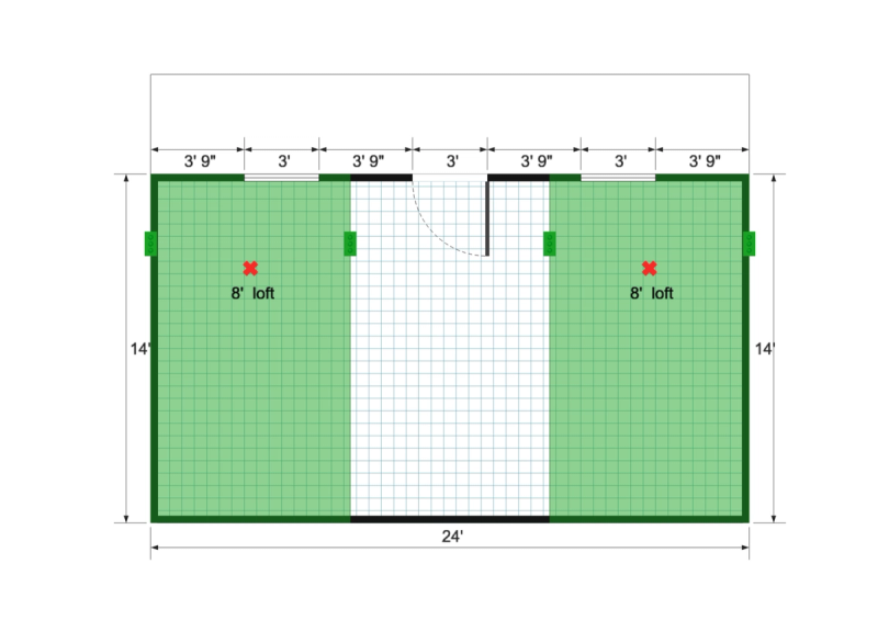 Barn Cottage 18×24 floor plan