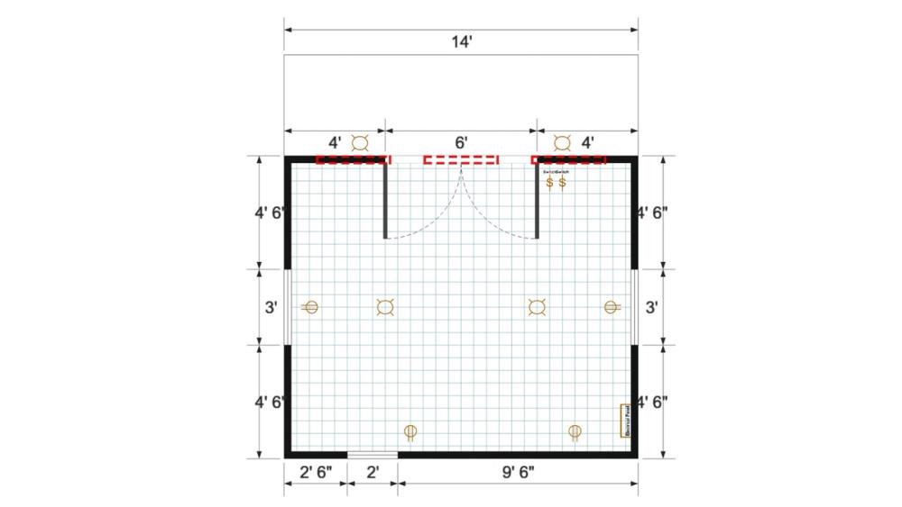 Floor plan for 16x14 Single Slope Cottage