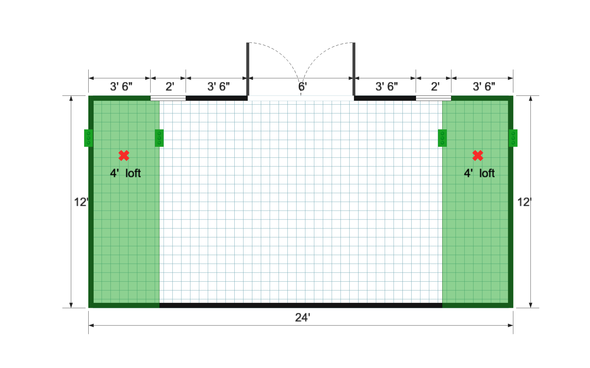Side-Entry Premier Barn 12×24 floor plan
