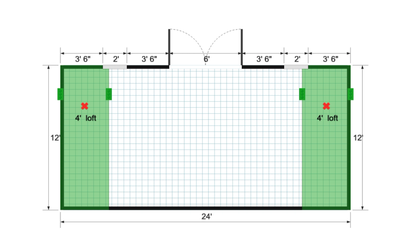 Side-Entry Premier Barn 12×24 floor plan