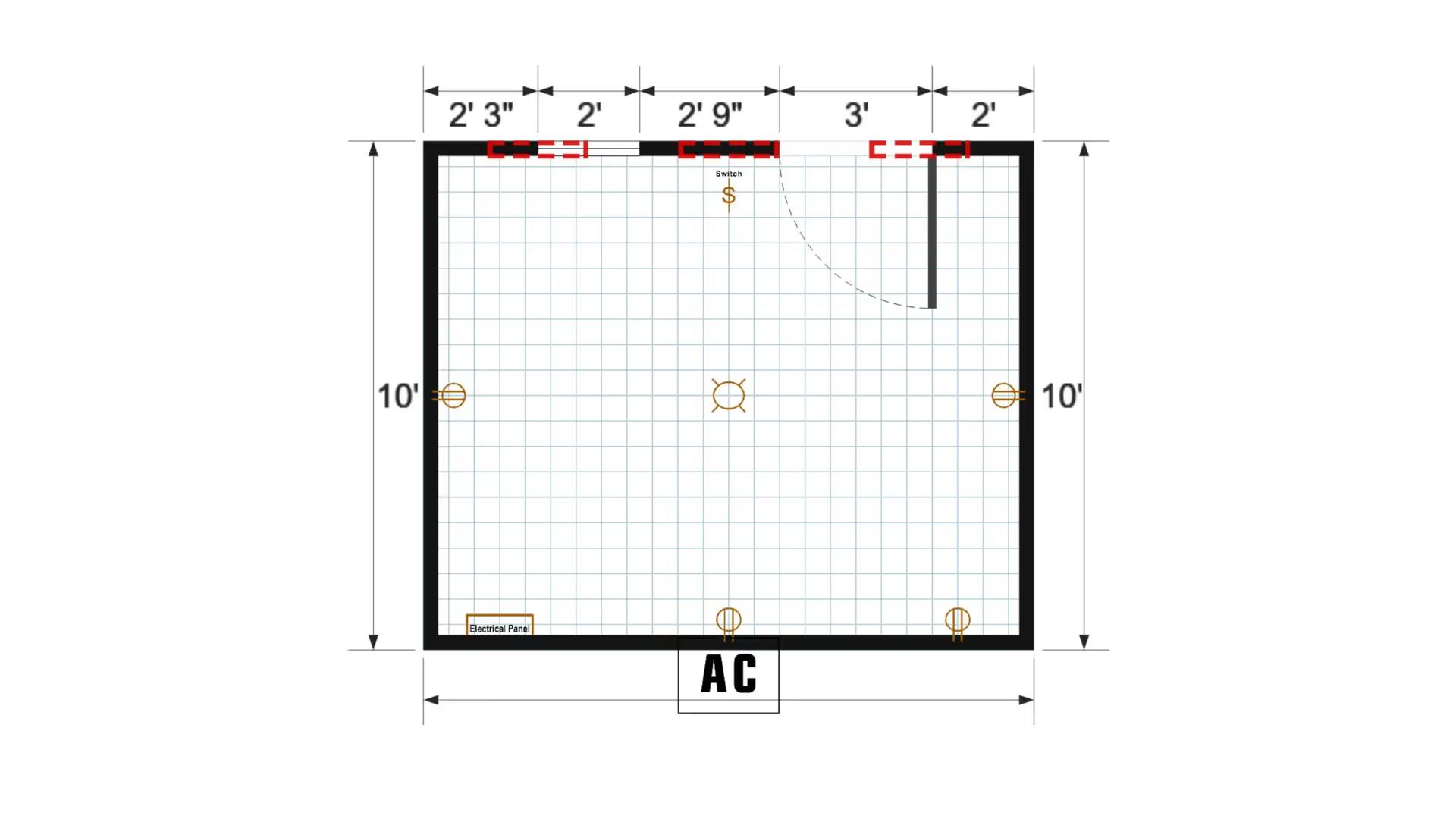 Floor plan for 10x12 Single Slope Finished