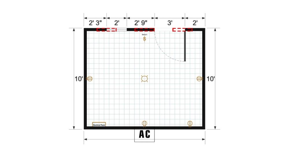 Floor plan for 10x12 Single Slope Finished