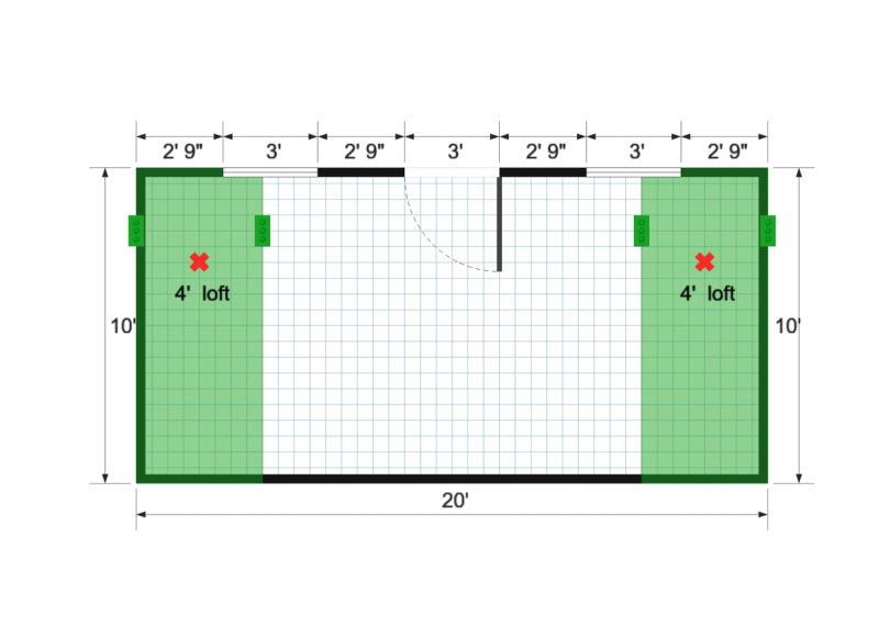 Barn Studio 10×20 floor plan
