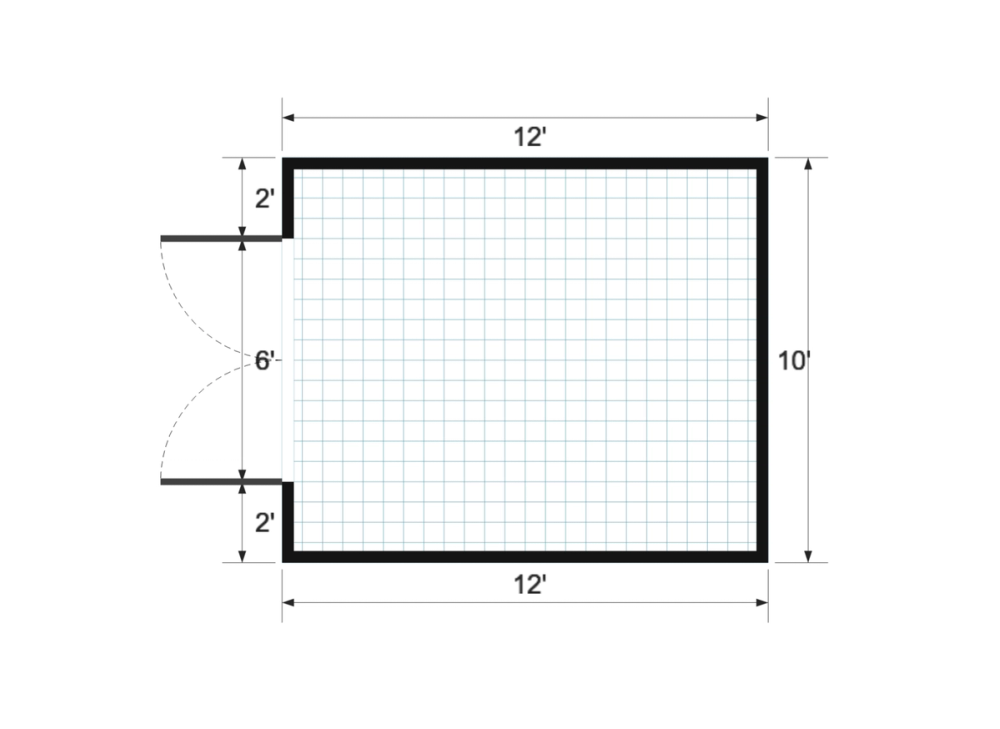 Floor plan for 10x12 Basic Shed in Blue & French Gray