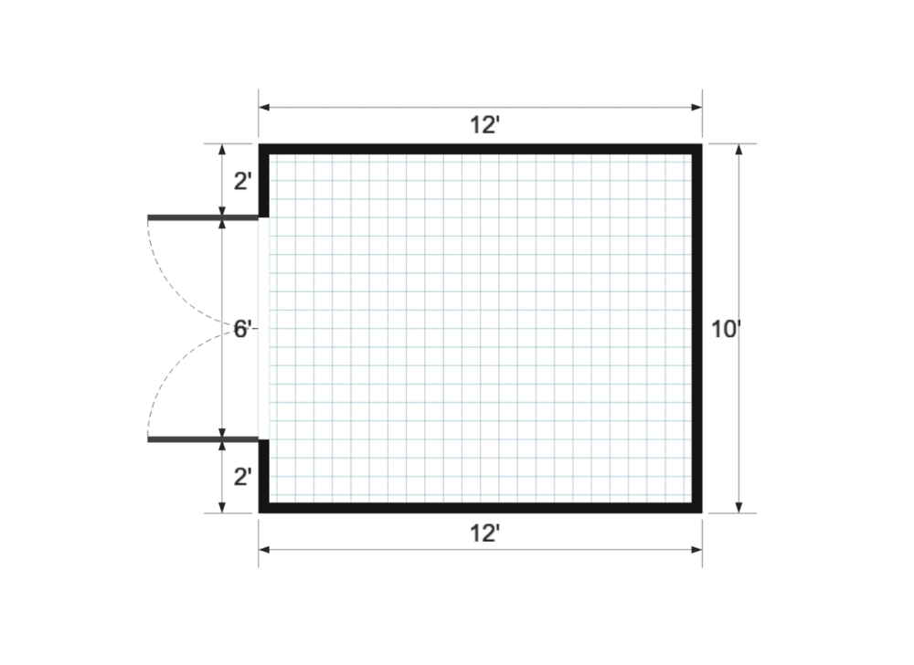 Floor plan for 10x12 Basic Shed in Blue & French Gray