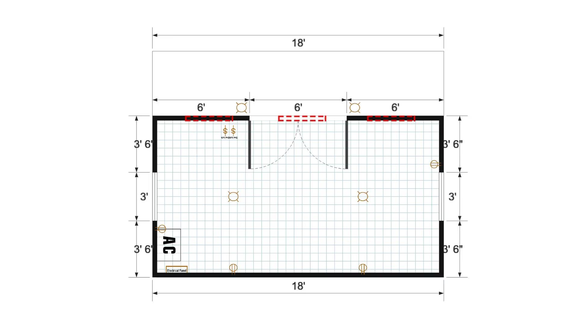 Floor plan for 14x18 Single Slope Cottage