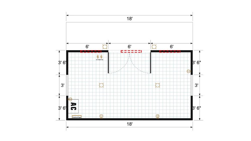 Floor plan for 14x18 Single Slope Cottage