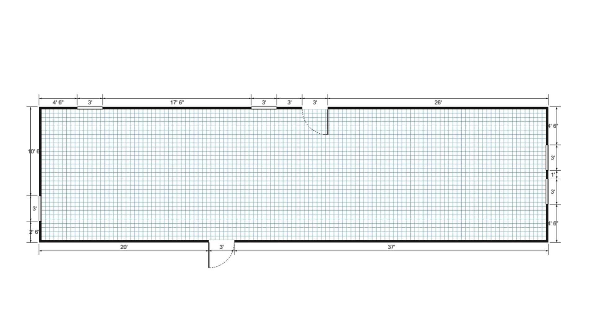 Floor plan for 16x60 Gable Shed