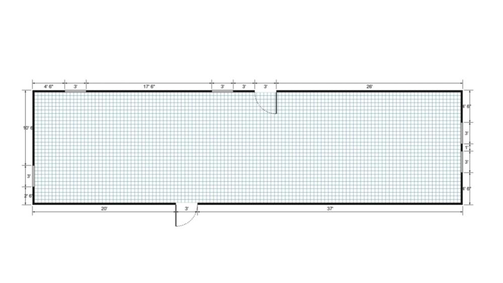 Floor plan for 16x60 Gable Shed