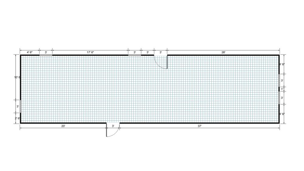 Floor plan for 16x60 Gable Shed