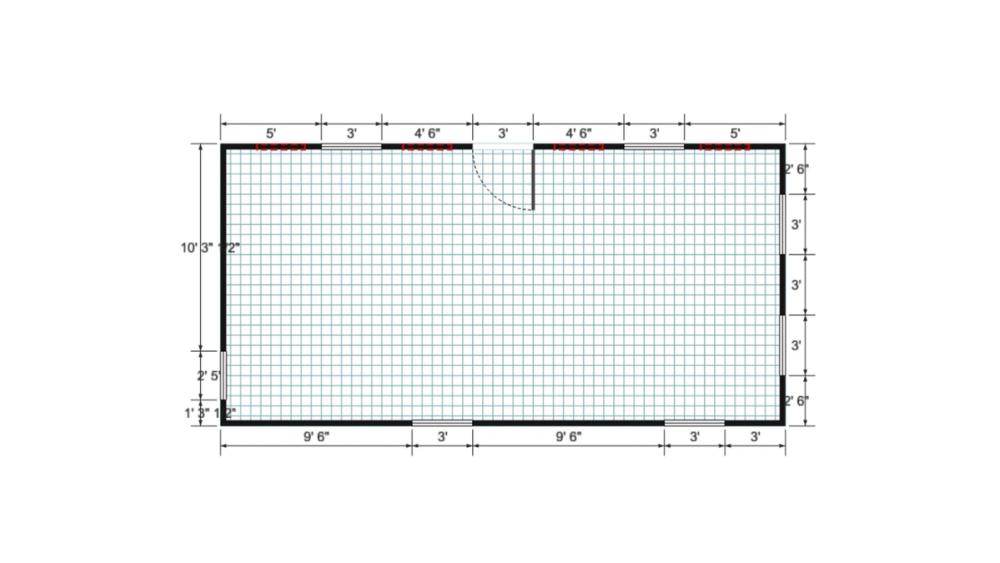 Floor plan for 18x28 Single Slope