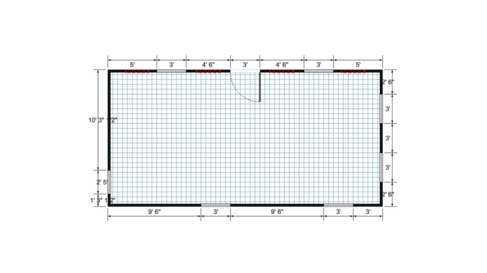 Floor plan for 18x28 Single Slope