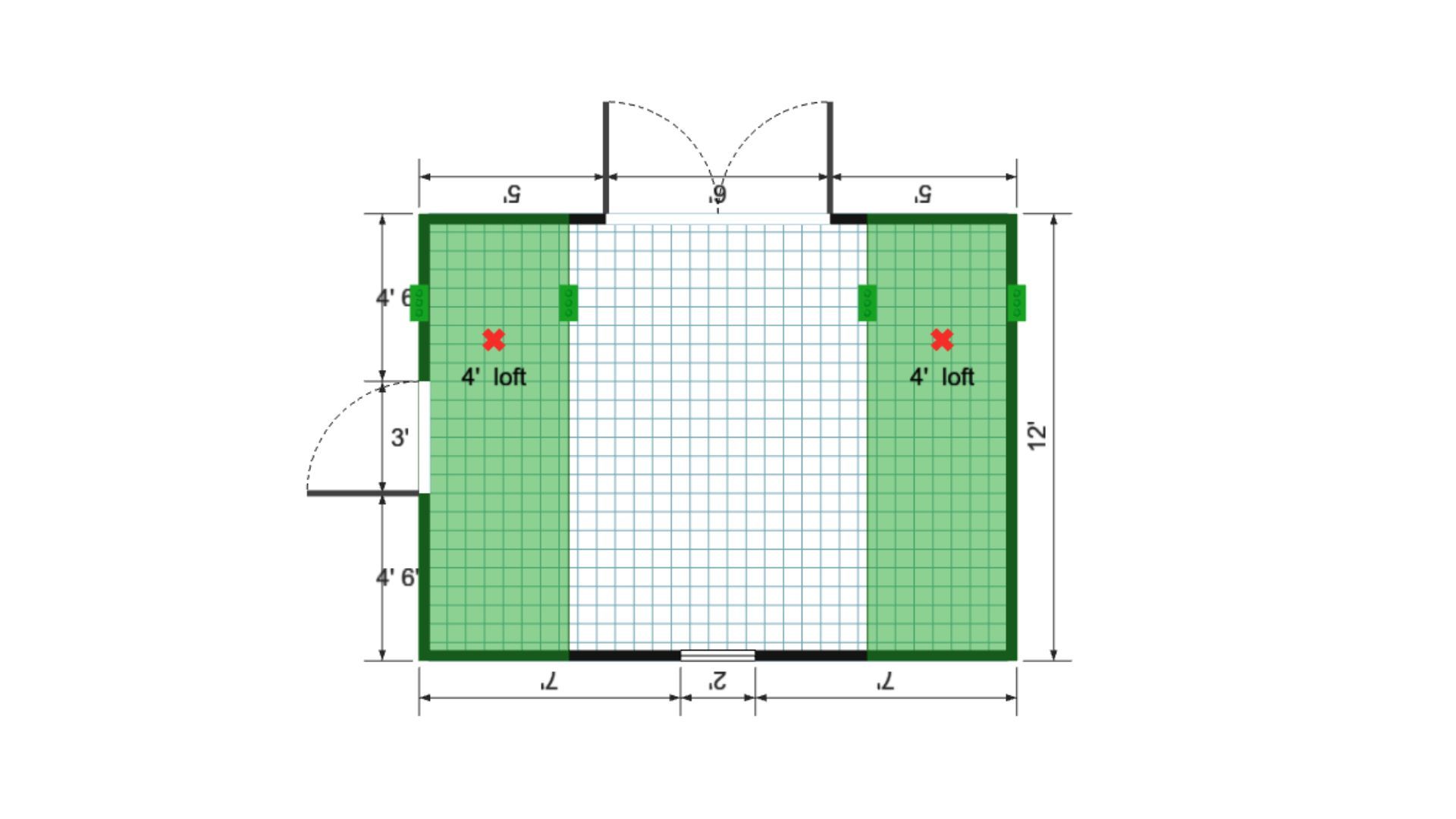 Floor plan for 12x16 Lofted Barn