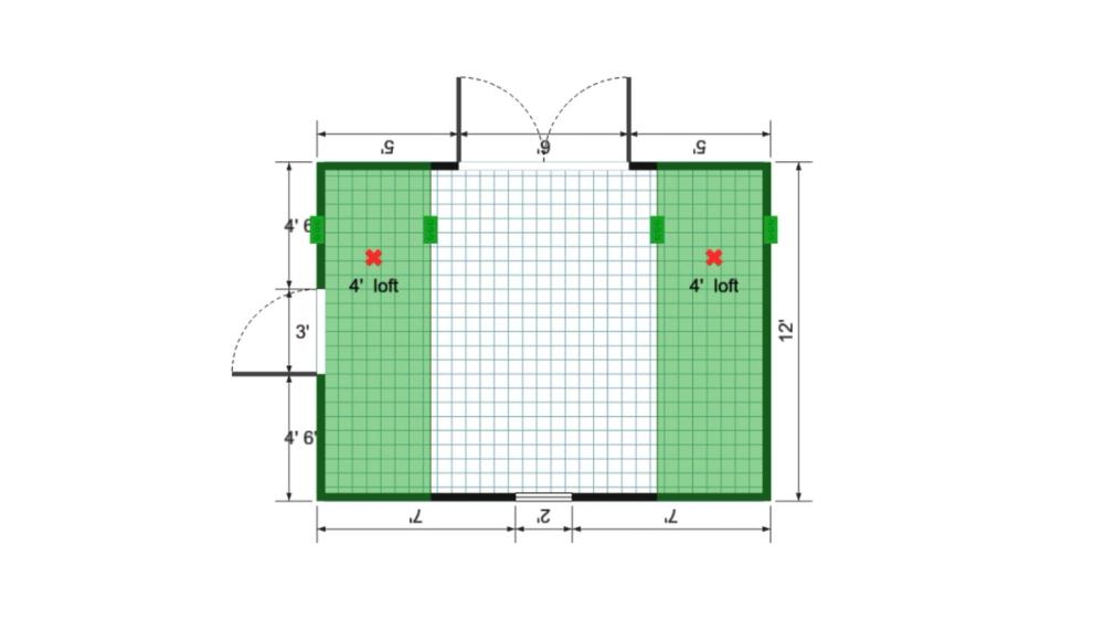 Floor plan for 12x16 Lofted Barn