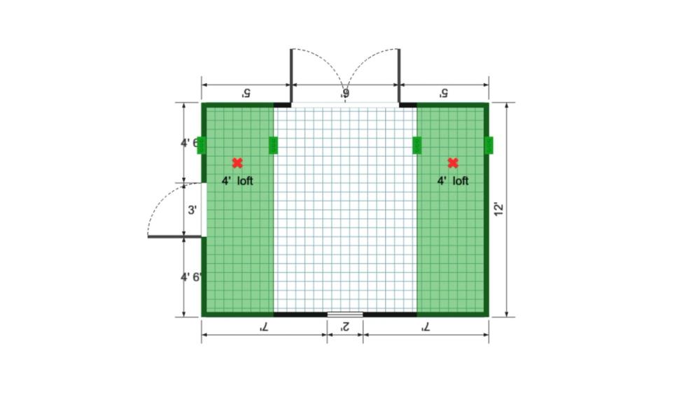 Floor plan for 12x16 Lofted Barn