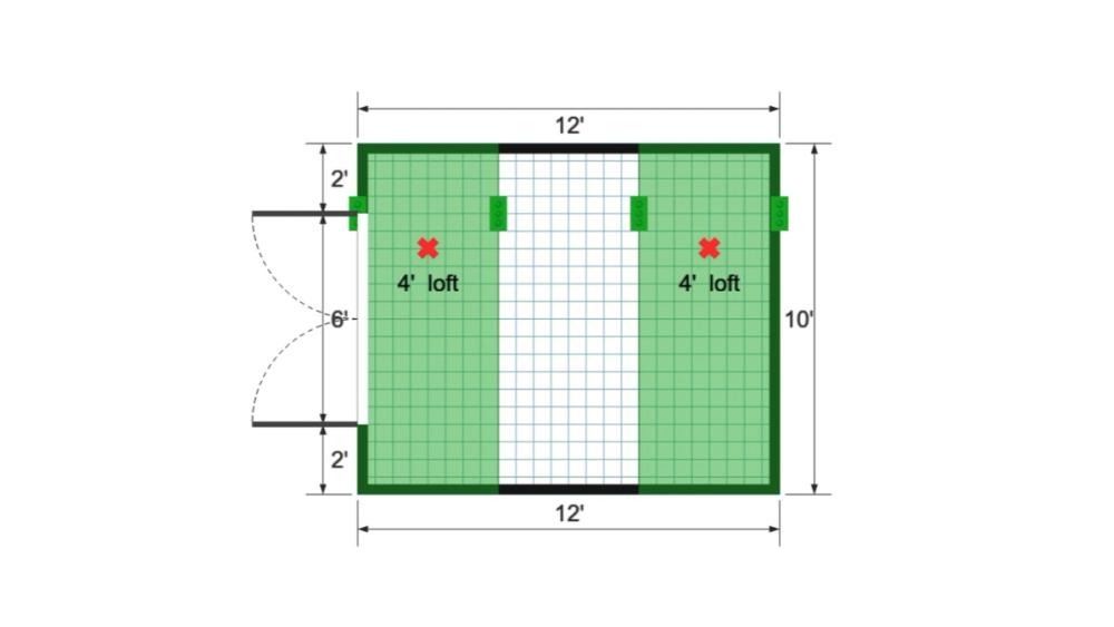 Floor plan for 10x12 Lofted Barn
