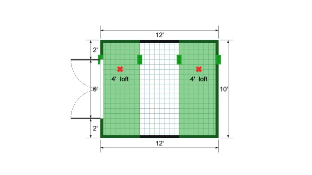 Floor plan for 10x12 Lofted Barn
