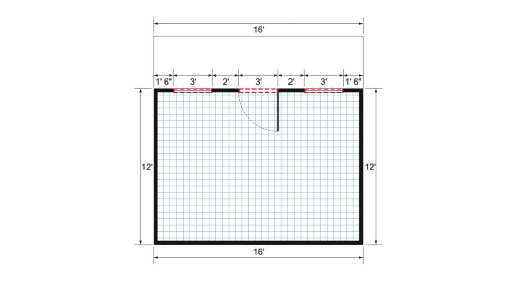 Floor plan for 16x16 Single Slope