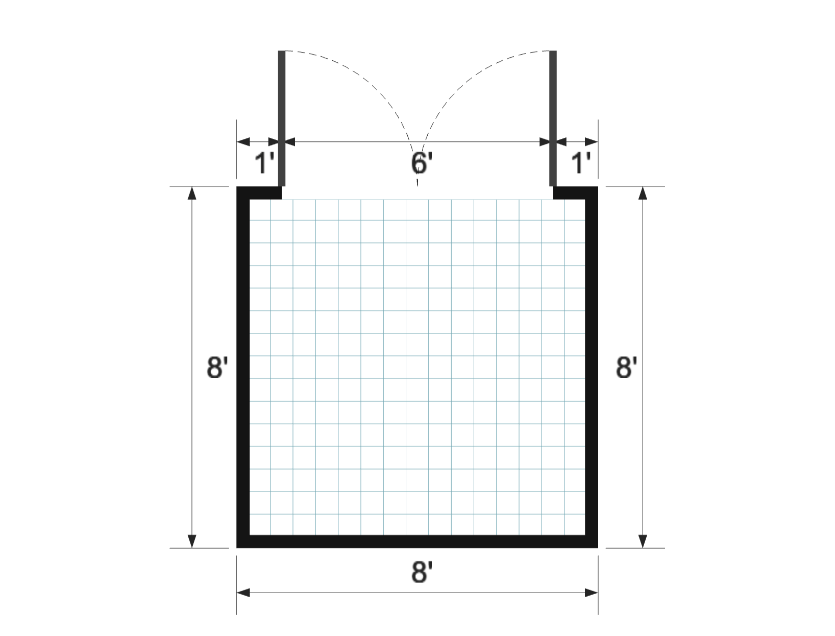 Lean-to 8×8 floor plan
