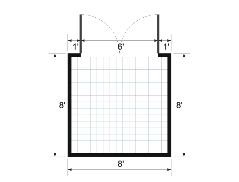 Lean-to 8×8 floor plan