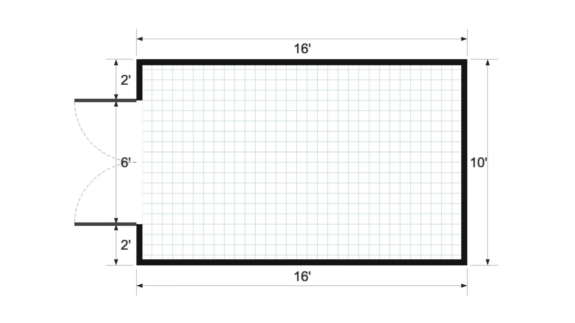 Floor plan for 10x16 Gable Shed