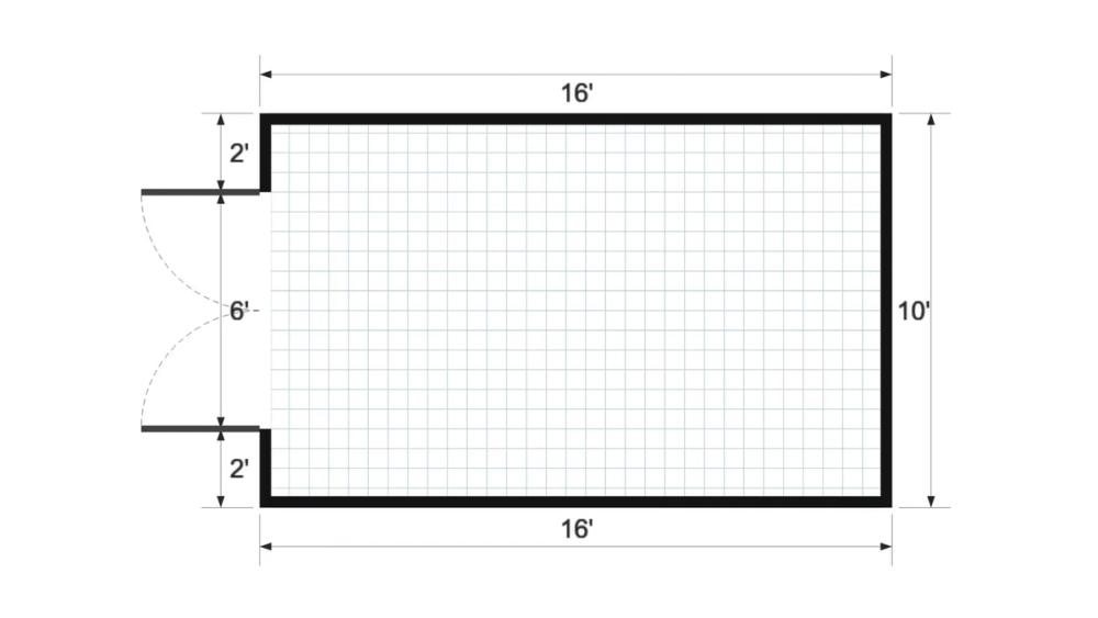 Floor plan for 10x16 Gable Shed
