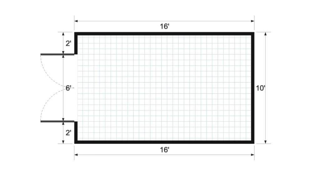 Floor plan for 10x16 Gable Shed
