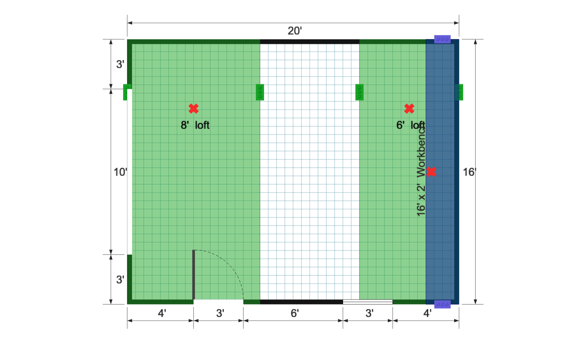 Barn Garage Shed 16×20 floor plan