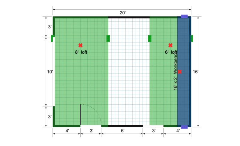 Barn Garage Shed 16×20 floor plan