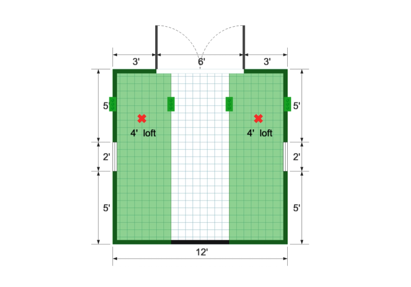 Side-Entry Standard Barn 12×12 floor plan