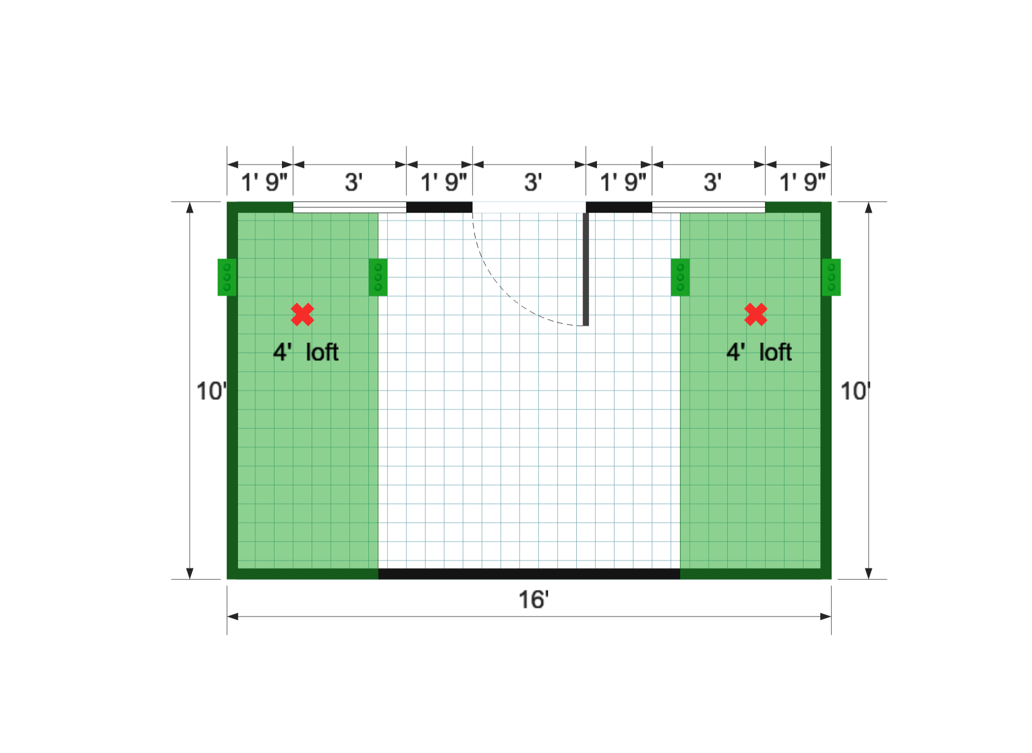 Barn Studio 10×16 floor plan