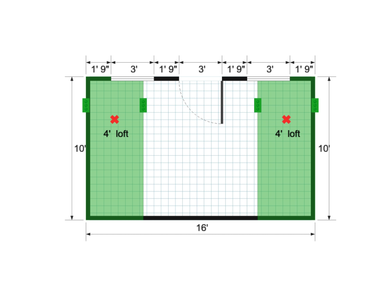 Barn Studio 10×16 floor plan