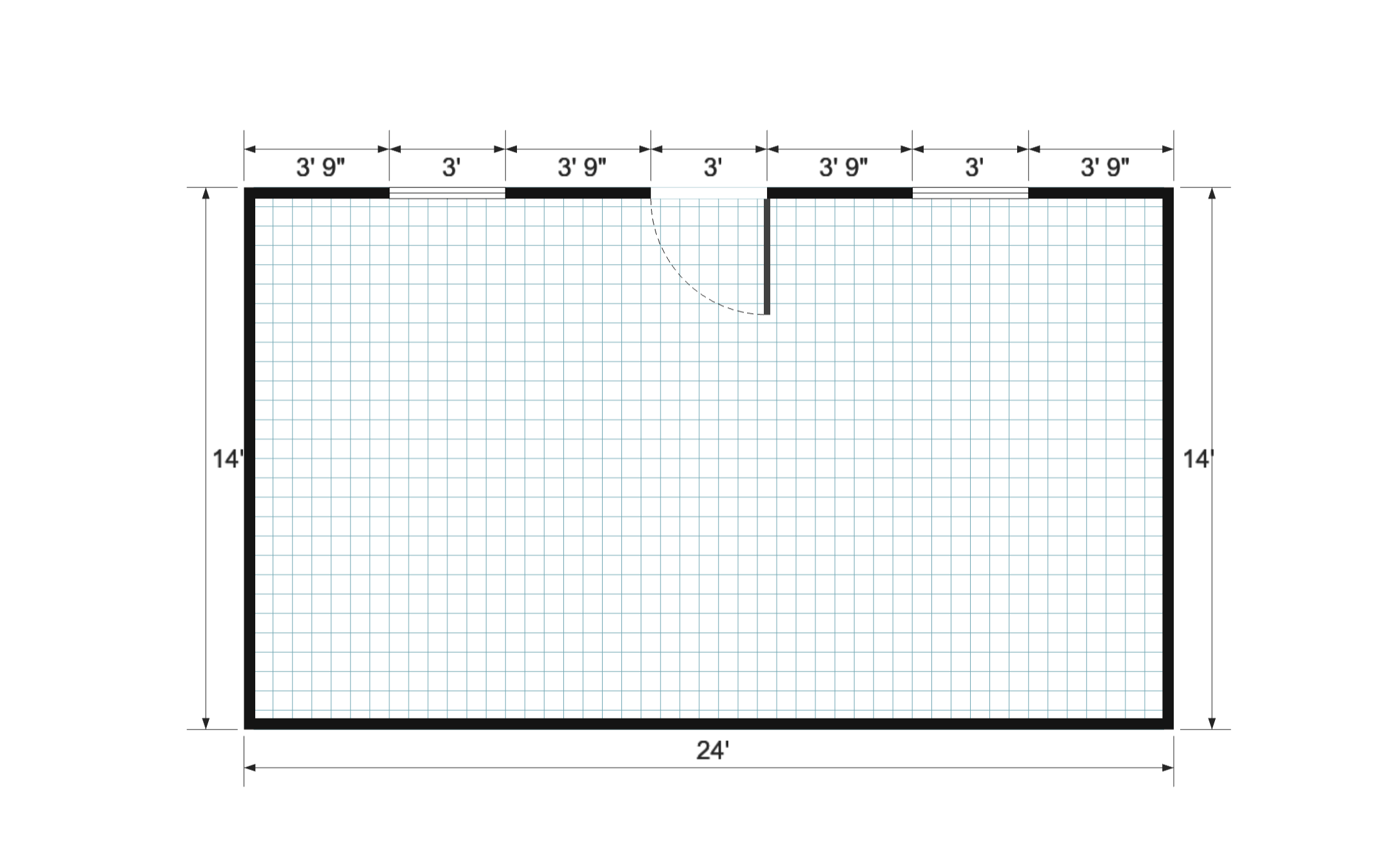 Gable Studio 14×24 floor plan