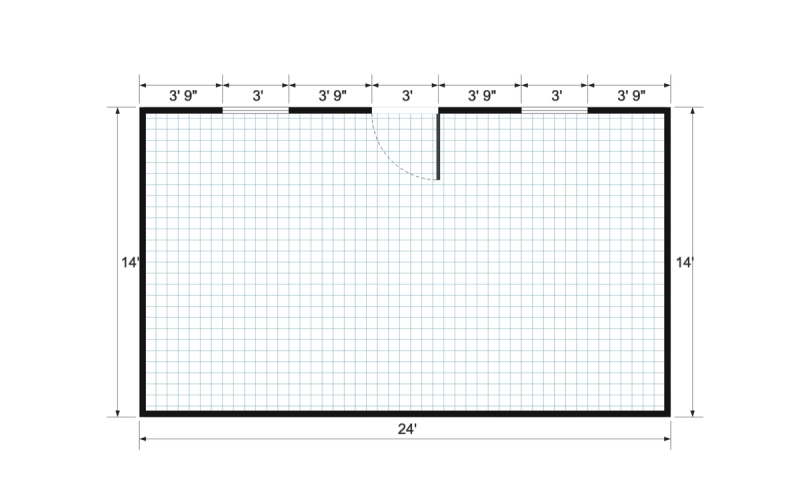 Gable Studio 14×24 floor plan
