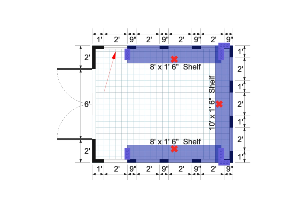 Floor plan for 10x12 Gable Greenhouse With Shelving in Blum, TX