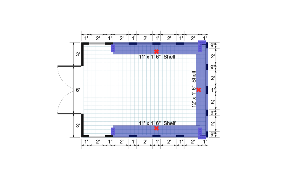 Floor plan for 12x16 Gable Greenhouse with Poly Roof & Window Walls