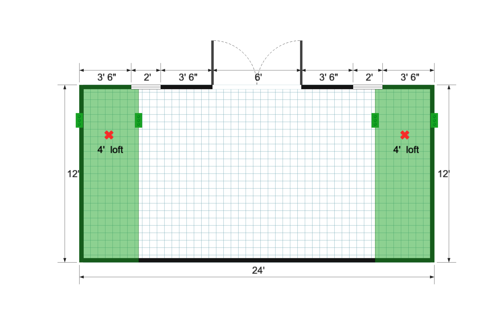 Side-Entry Standard Barn 12×24 floor plan