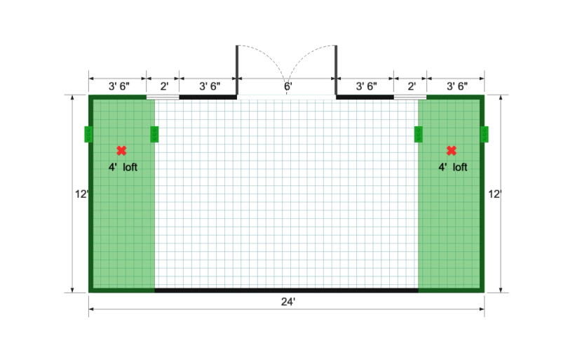 Side-Entry Standard Barn 12×24 floor plan