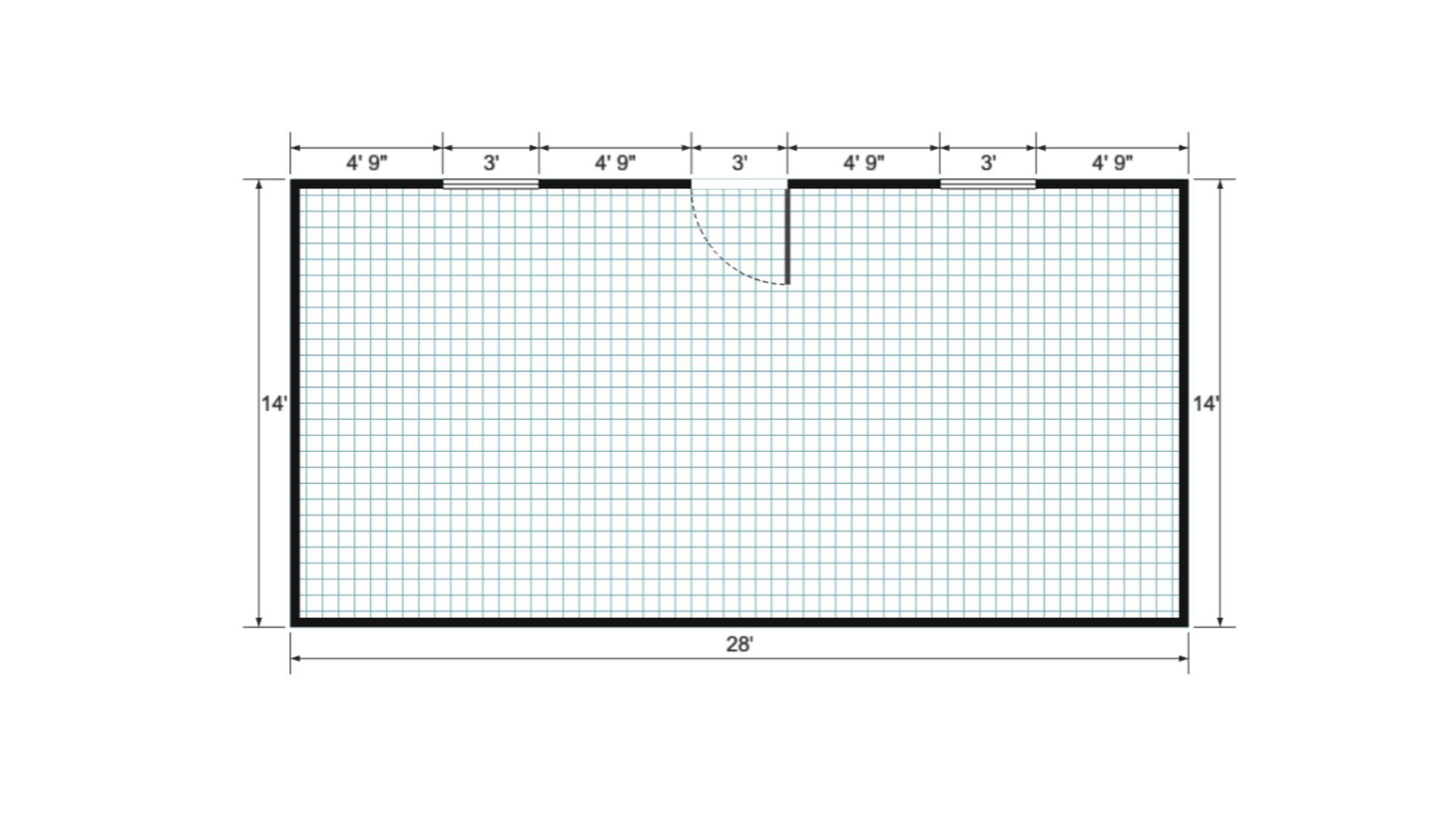 Floor plan for 14x28 Gable Shed