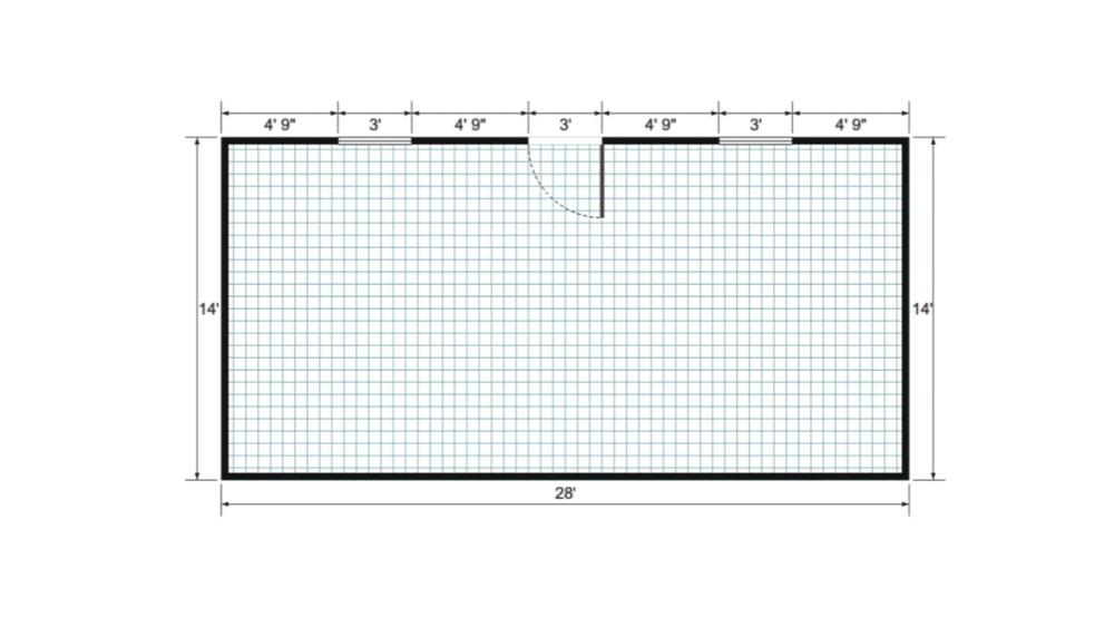 Floor plan for 14x28 Gable Shed