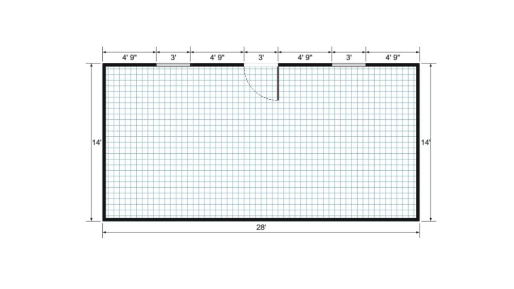 Floor plan for 14x28 Gable Shed